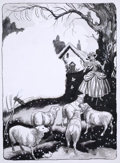 Shepherdess and Sheep by English School